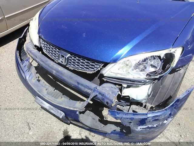 1HGEM22195L054612 - 2005 HONDA CIVIC DX VP BLUE photo 6