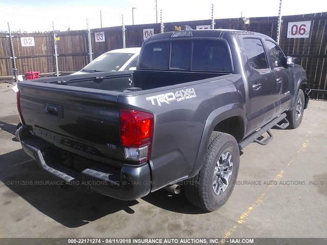 3TMCZ5AN3GM043720 - 2016 TOYOTA TACOMA DBL CAB/SR/SR5/TRD SPT/OR GRAY photo 4