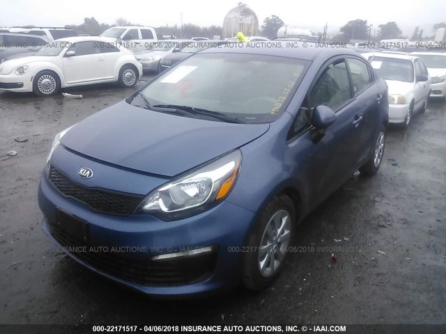 KNADM4A38G6692003 - 2016 KIA RIO LX BLUE photo 2