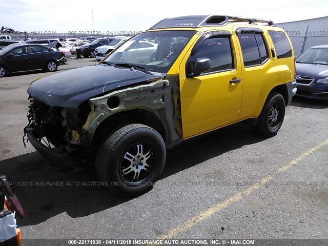 5N1AN08U37C506018 - 2007 NISSAN XTERRA OFF ROAD/S/SE YELLOW photo 2