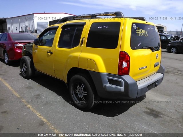 5N1AN08U37C506018 - 2007 NISSAN XTERRA OFF ROAD/S/SE YELLOW photo 3