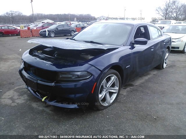 2C3CDXCTXGH297255 - 2016 DODGE CHARGER R/T Navy photo 2