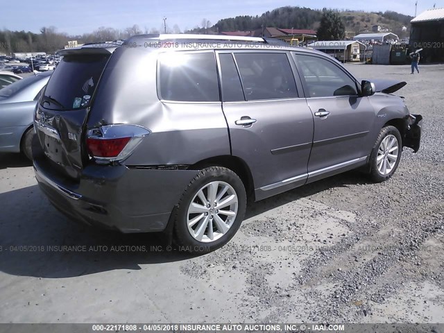 JTEDC3EHXB2003693 - 2011 TOYOTA HIGHLANDER HYBRID LIMITED GRAY photo 4