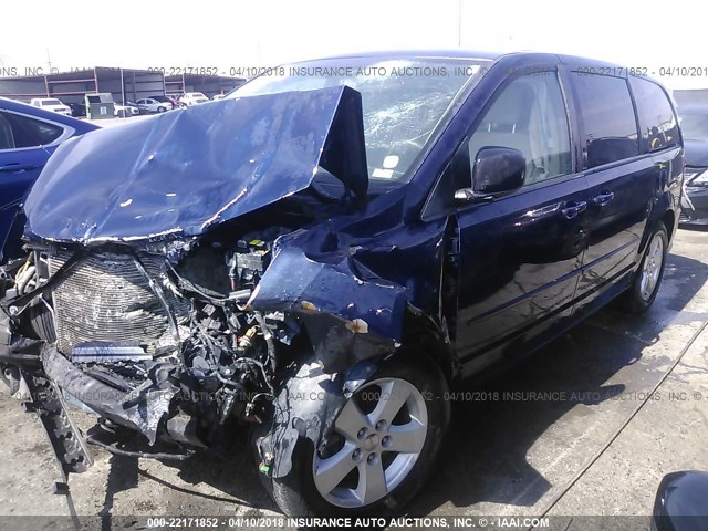 2C4RDGBG7DR517175 - 2013 DODGE GRAND CARAVAN SE BLUE photo 2