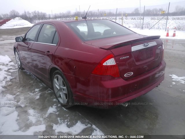 3FAHP0KC7AR392973 - 2010 FORD FUSION SPORT RED photo 3
