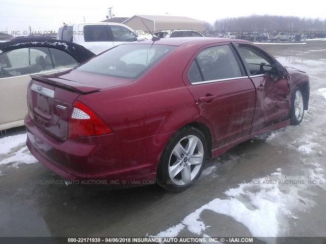 3FAHP0KC7AR392973 - 2010 FORD FUSION SPORT RED photo 4