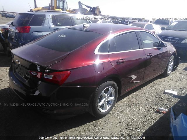 1G1ZB5ST6GF291710 - 2016 CHEVROLET MALIBU LS 栗色 照片 4