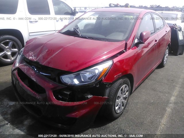 KMHCT4AE0GU062387 - 2016 HYUNDAI ACCENT SE RED photo 2