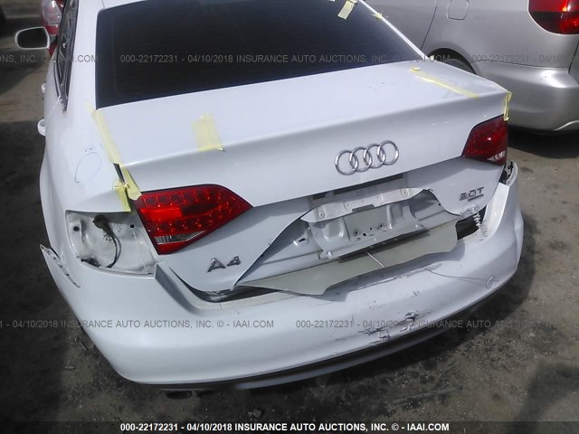 WAUFFAFL1CA072319 - 2012 AUDI A4 PREMIUM PLUS WHITE photo 6