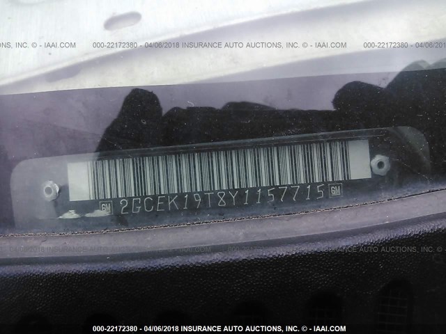 2GCEK19T8Y1157715 - 2000 CHEVROLET SILVERADO K1500 BLACK photo 9