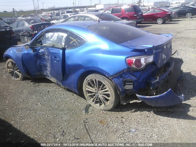 JF1ZCAB17D1605438 - 2013 SUBARU BRZ 2.0 PREMIUM BLUE photo 3