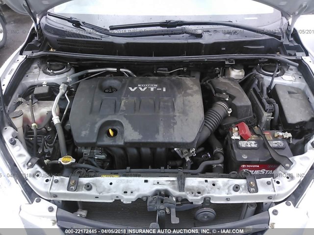 2T1KU4EEXAC206653 - 2010 TOYOTA COROLLA MATRIX  SILVER photo 10