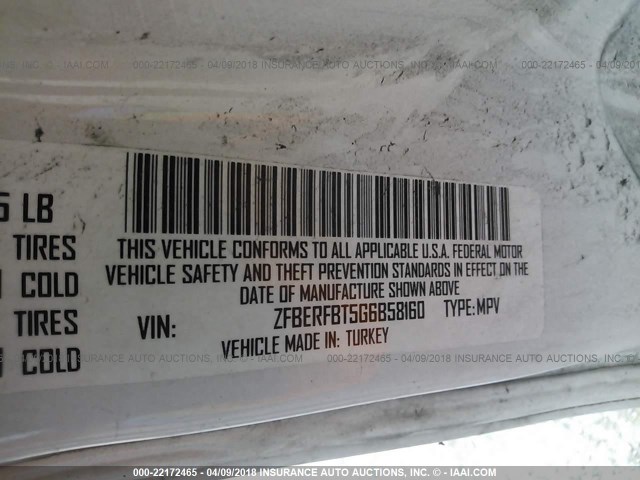 ZFBERFBT5G6B58160 - 2016 RAM PROMASTER CITY SLT 白色 照片 9