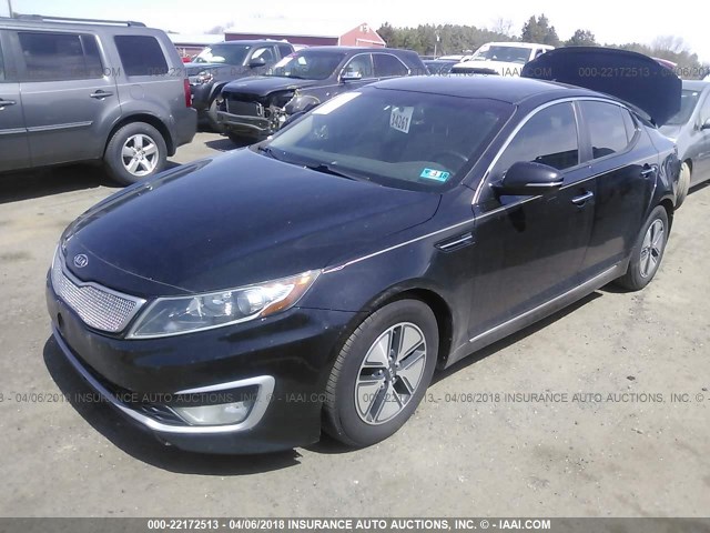 KNAGM4AD2B5002928 - 2011 KIA OPTIMA HYBRID BLACK photo 2