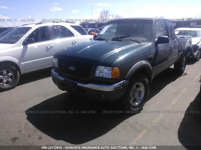 1FTZR45E92PA62953 - 2002 FORD RANGER SUPER CAB GREEN photo 2