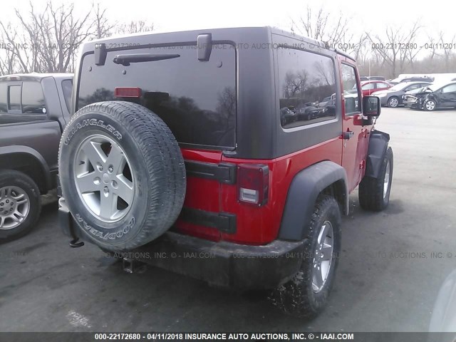 1C4AJWAG4DL673958 - 2013 JEEP WRANGLER SPORT RED photo 4