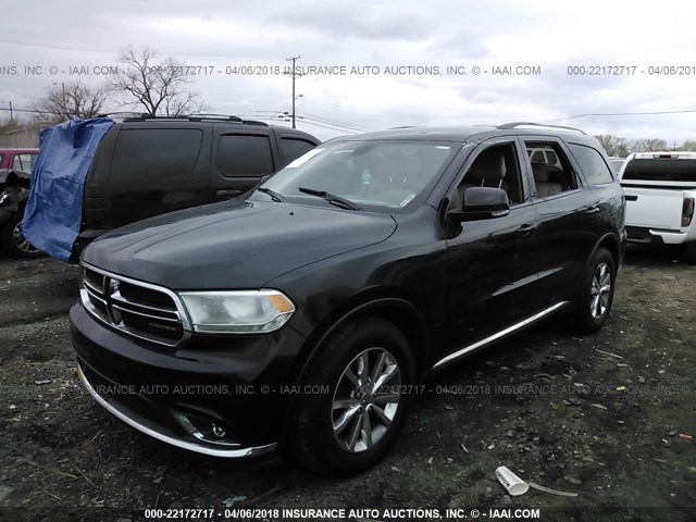 1C4RDHDG2FC694862 - 2015 DODGE DURANGO LIMITED BLACK photo 2