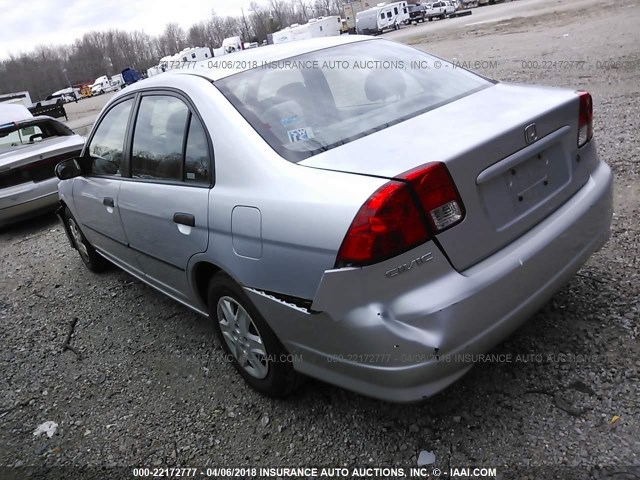 2HGES16365H558723 - 2005 HONDA CIVIC DX VP SILVER photo 3