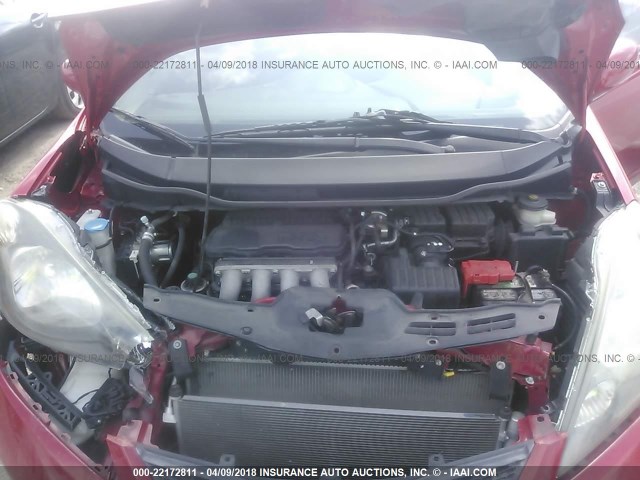 JHMGE8H30DC065771 - 2013 HONDA FIT RED photo 10