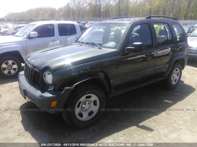 1J4GK48K06W230434 - 2006 JEEP LIBERTY SPORT GREEN photo 2