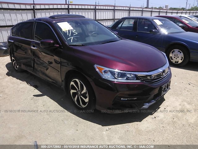 1HGCR2F99GA242313 - 2016 HONDA ACCORD EXL MAROON photo 1