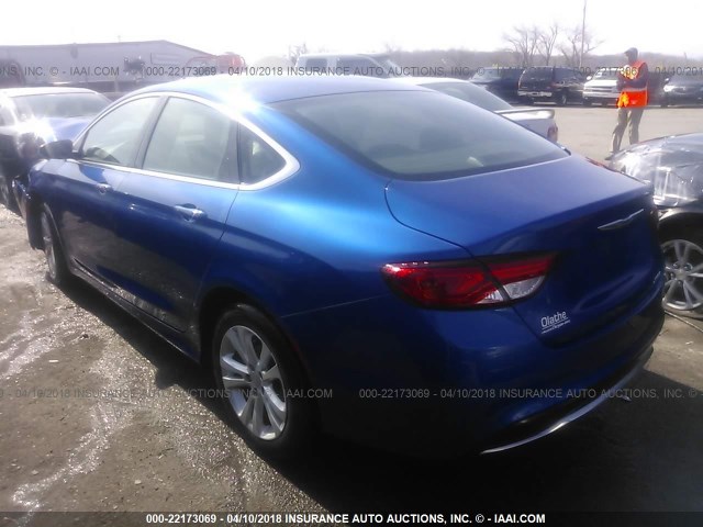 1C3CCCAB1FN685549 - 2015 CHRYSLER 200 LIMITED BLUE photo 3