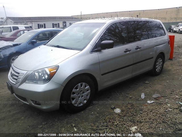 5FNRL38278B098155 - 2008 HONDA ODYSSEY LX SILVER photo 2