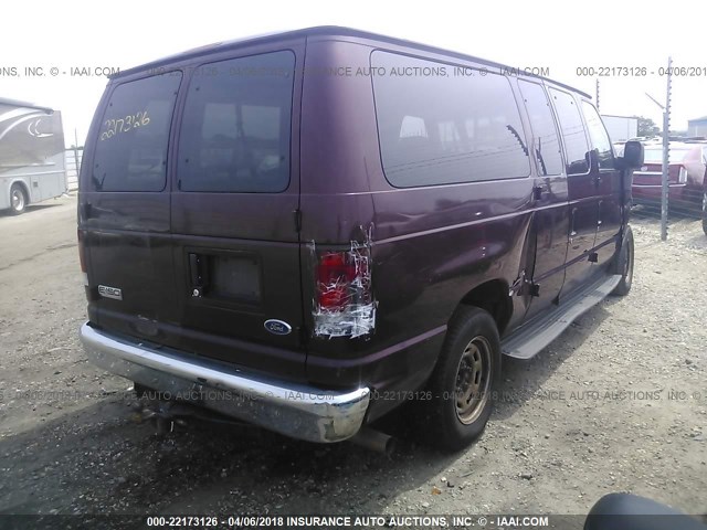 1FMRE11L36DA20229 - 2006 FORD ECONOLINE E150 WAGON BURGUNDY photo 4