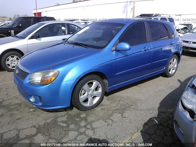 KNAFE161685013459 - 2008 KIA SPECTRA5 5 SX BLUE photo 2