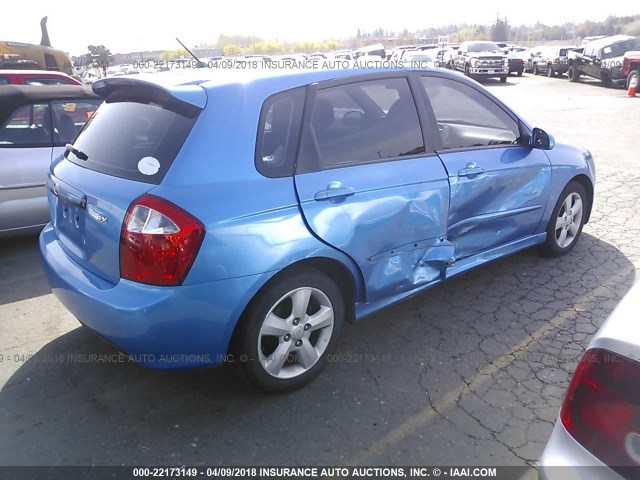 KNAFE161685013459 - 2008 KIA SPECTRA5 5 SX BLUE photo 4