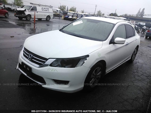 1HGCR2F39EA082197 - 2014 HONDA ACCORD LX WHITE photo 2