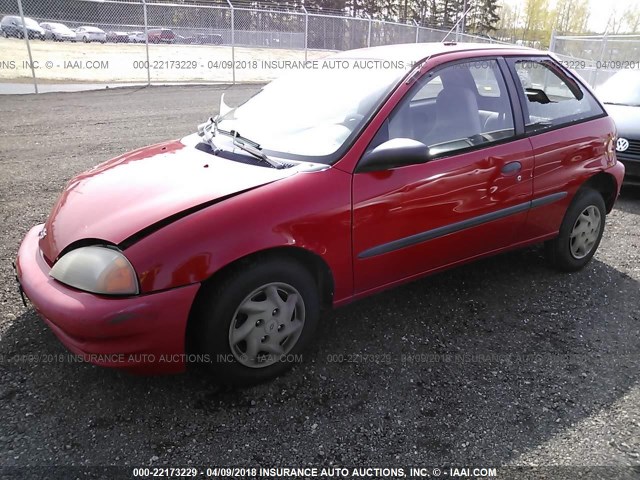 2C1MR2228W6721777 - 1998 CHEVROLET METRO LSI RED photo 2