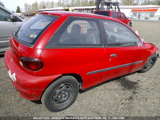 2C1MR2228W6721777 - 1998 CHEVROLET METRO LSI RED photo 4