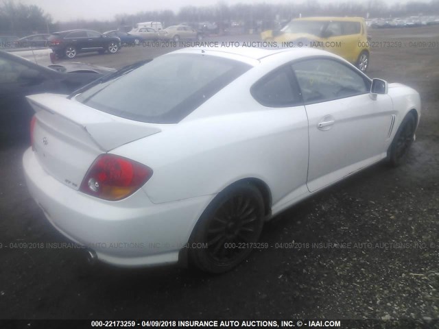 KMHHN65FX4U128373 - 2004 HYUNDAI TIBURON GT WHITE photo 4