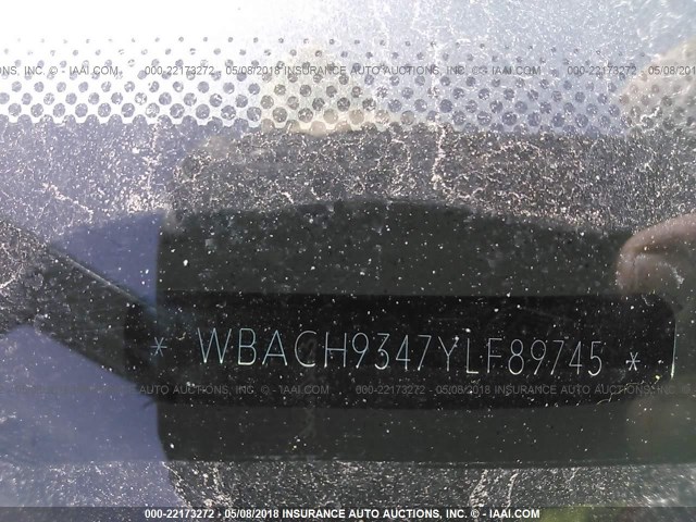 WBACH9347YLF89745 - 2000 BMW Z3 2.3 BLUE photo 9