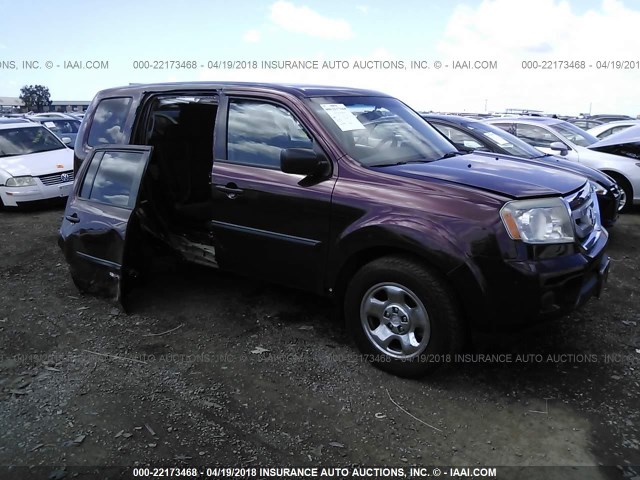 5FNYF3H25BB020175 - 2011 HONDA PILOT LX BURGUNDY photo 1