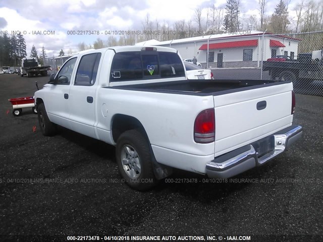 1B7GL2AX81S197924 - 2001 DODGE DAKOTA QUAD WHITE photo 3