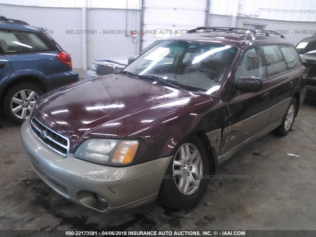 4S3BH6659Y6665334 - 2000 SUBARU LEGACY OUTBACK MAROON photo 2