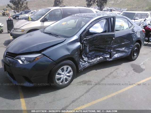 5YFBURHE7FP256670 - 2015 TOYOTA COROLLA L/LE/LE PLS/PRM/S/S PLS GRAY photo 2