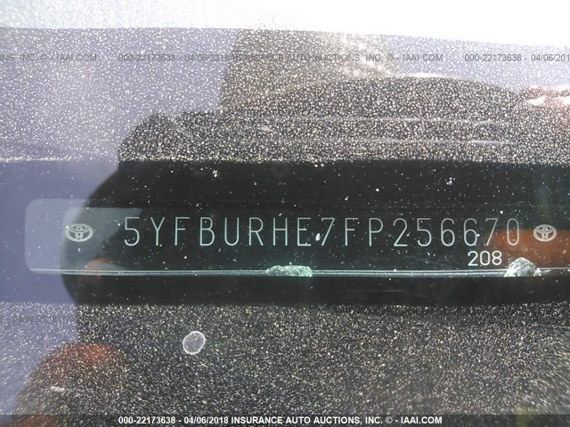 5YFBURHE7FP256670 - 2015 TOYOTA COROLLA L/LE/LE PLS/PRM/S/S PLS GRAY photo 9