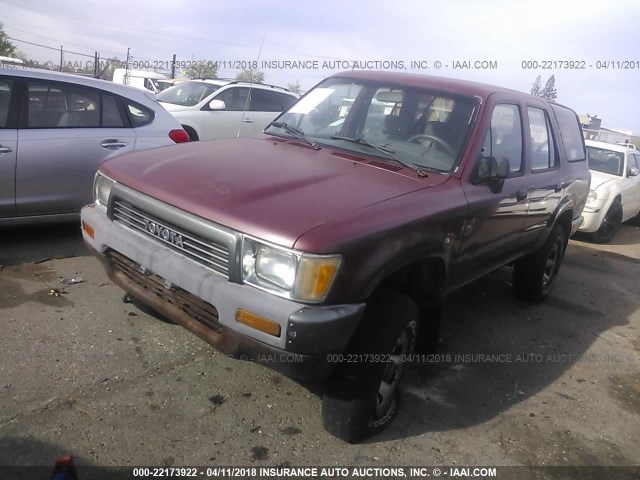 JT3RN37W5L0000363 - 1990 TOYOTA 4RUNNER RN37 RED photo 2