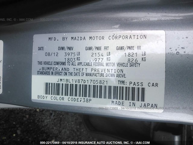 JM1BL1V87D1705821 - 2013 MAZDA 3 I SILVER photo 9