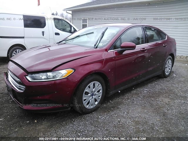 3FA6P0G75DR103418 - 2013 FORD FUSION S MAROON photo 2