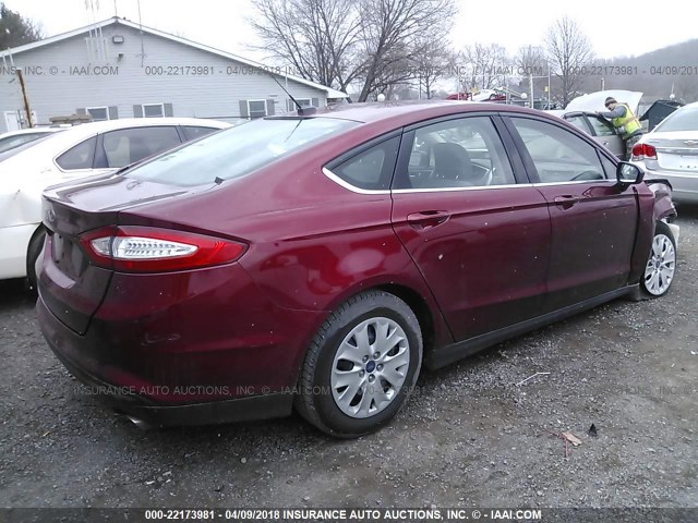 3FA6P0G75DR103418 - 2013 FORD FUSION S MAROON photo 4