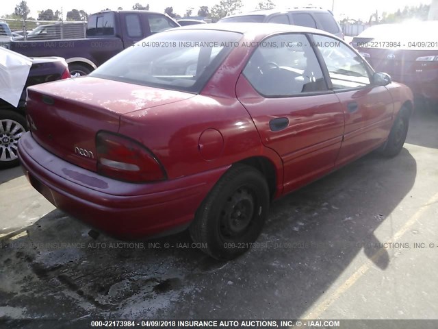 1B3ES47C6WD719067 - 1998 DODGE NEON HIGHLINE/SPORT/LE RED photo 4