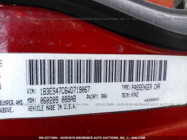 1B3ES47C6WD719067 - 1998 DODGE NEON HIGHLINE/SPORT/LE RED photo 9