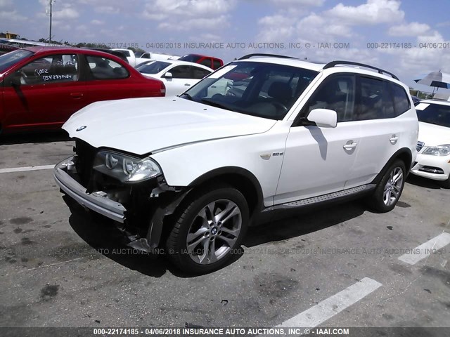 WBXPC93478WJ08779 - 2008 BMW X3 3.0SI WHITE photo 2