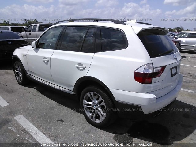 WBXPC93478WJ08779 - 2008 BMW X3 3.0SI WHITE photo 3