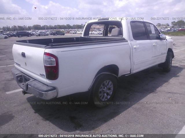 5TBET34185S486989 - 2005 TOYOTA TUNDRA DOUBLE CAB SR5 WHITE photo 4