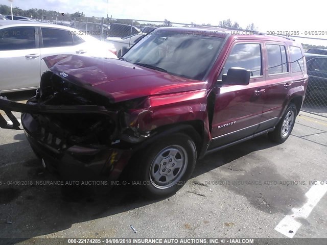 1C4NJPBA1ED552673 - 2014 JEEP PATRIOT SPORT BURGUNDY photo 2